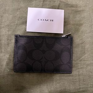 Coach authentic card case in signature canvas
